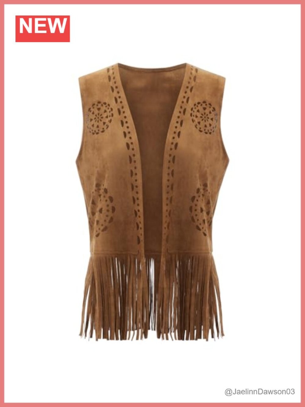 Womens Boho Tassel Vest Faux Suede Fringe Sleeveless Cardigan